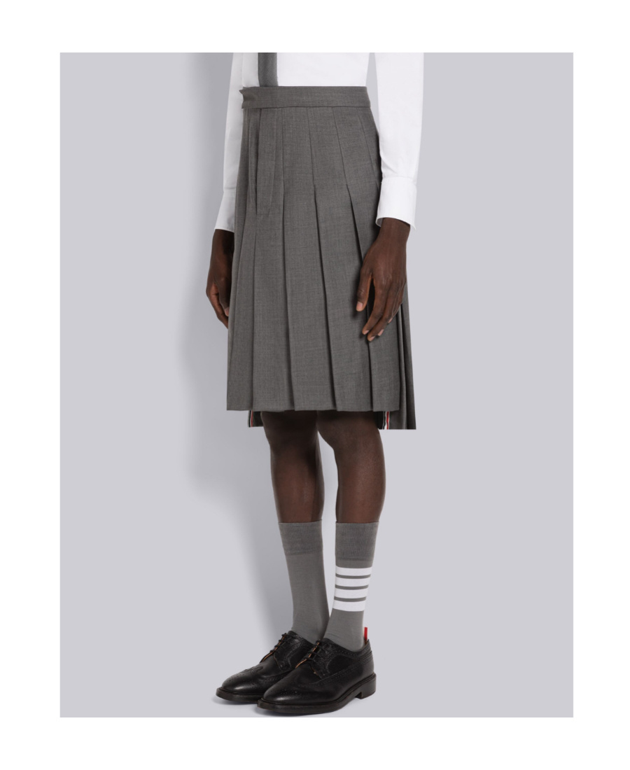Thom Browne Asymmetric Hem Pleated Backstrap Skirt In Black