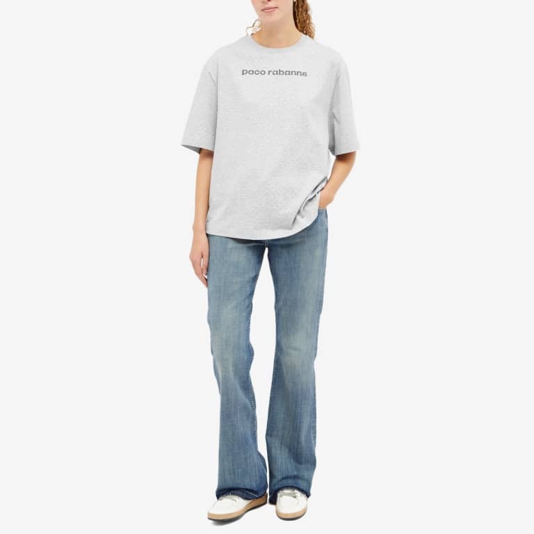 RABANNE LOGO-PRINT RHINESTONE T-SHIRT
