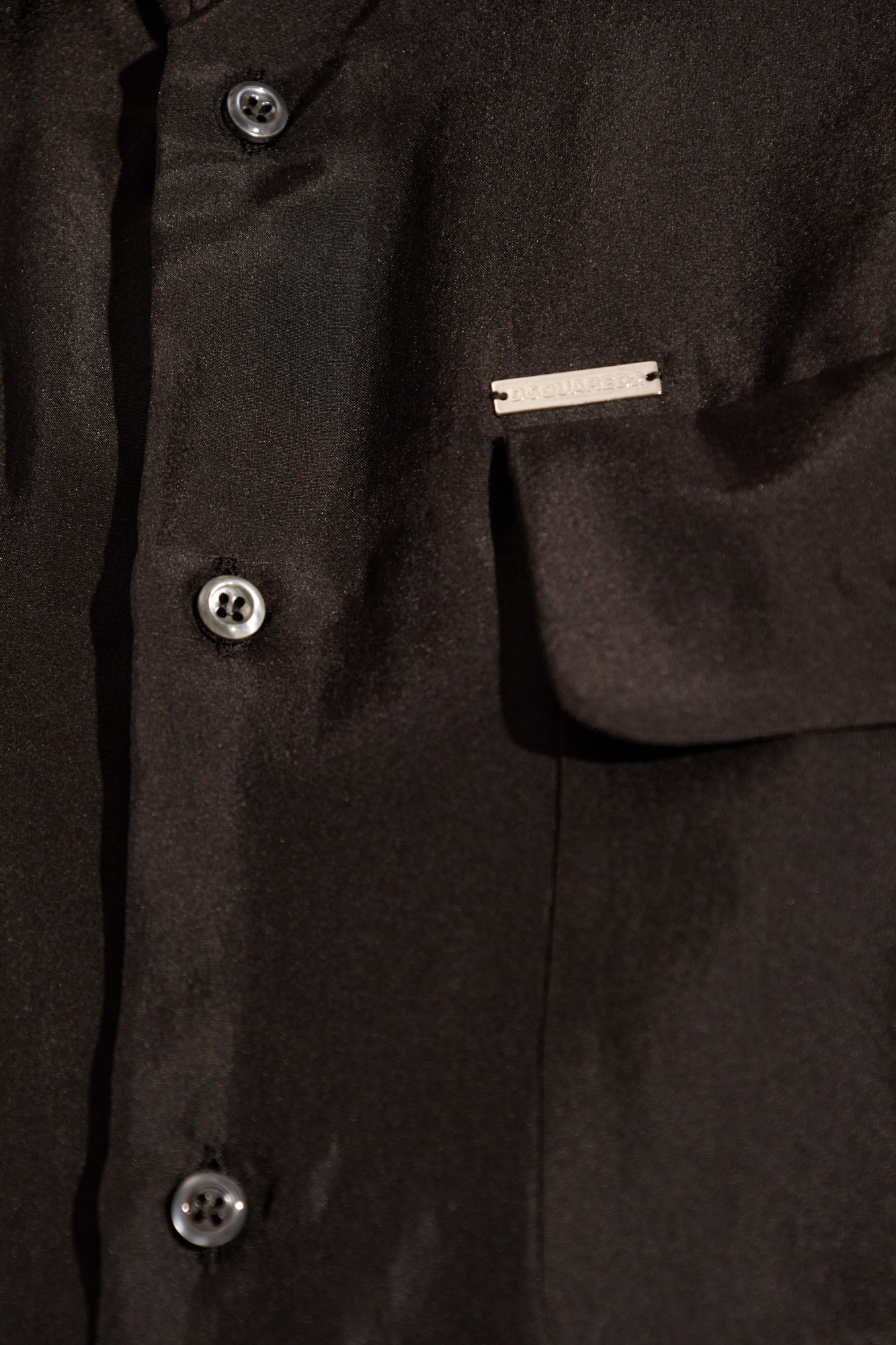 Dsquared2 Silk Button Up Shirt In Black