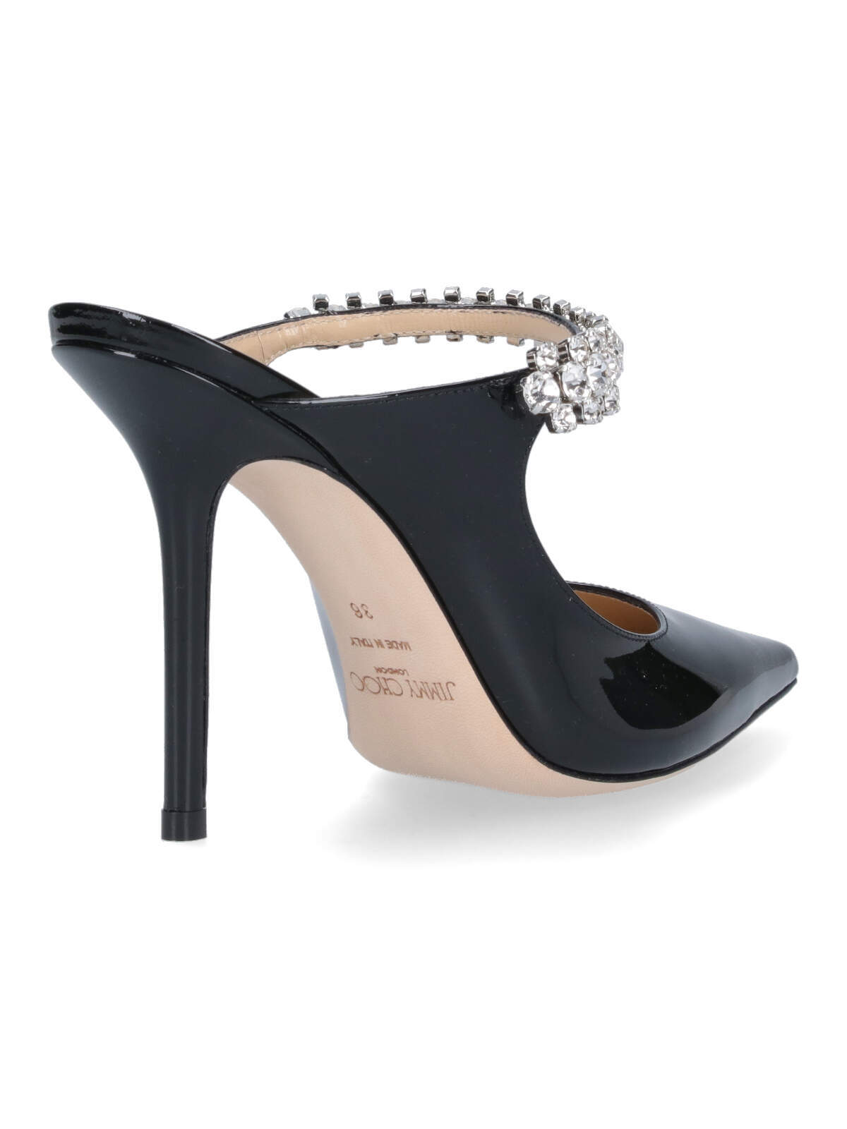 Jimmy Choo Crystal Strap Embellished Mules With 10cm Heel In Black