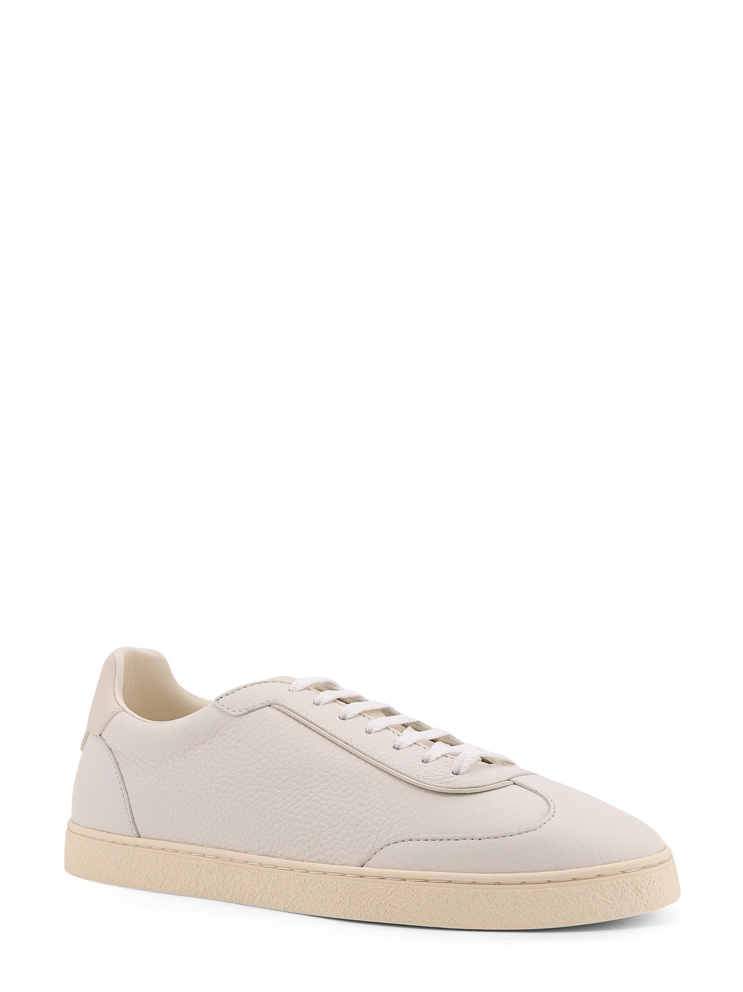 Brunello Cucinelli Leather Low-top Sneakers Rubber Sole In Neutral