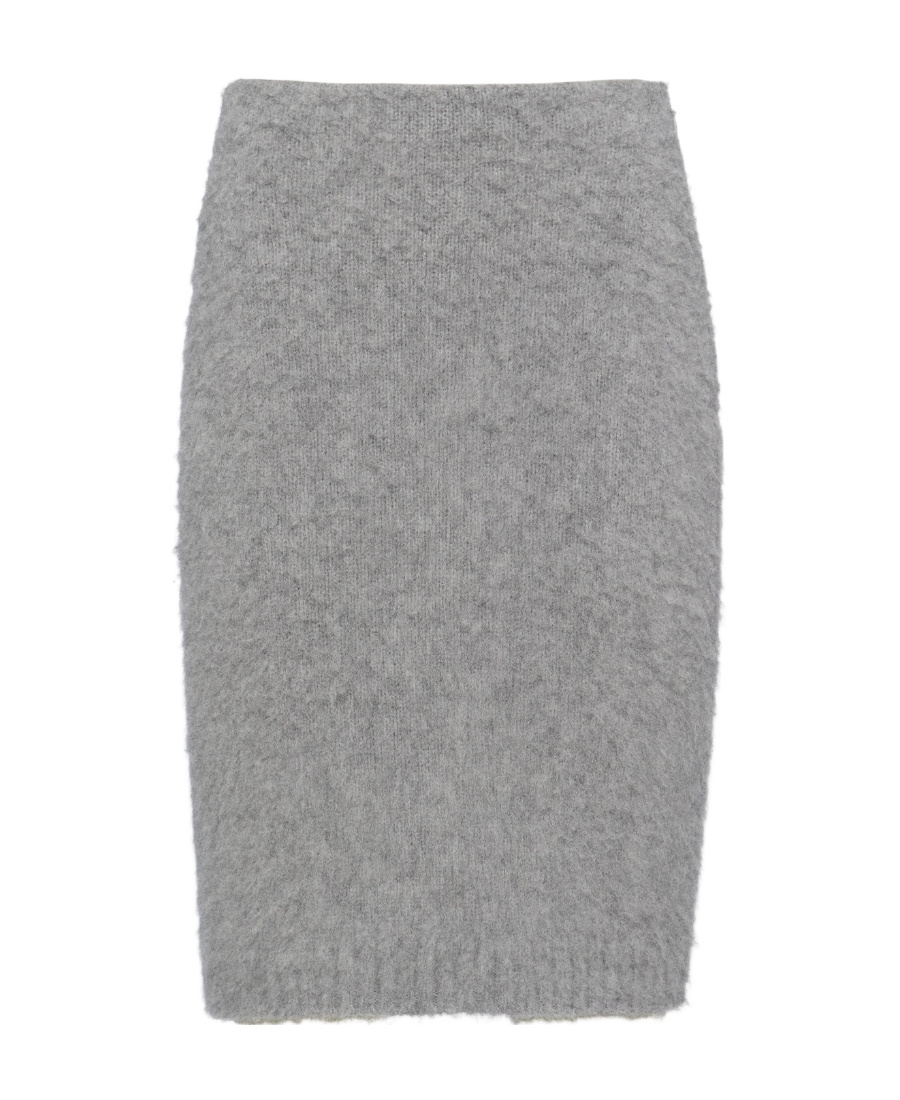 Prada Rib Cashmere Skirt In Gray