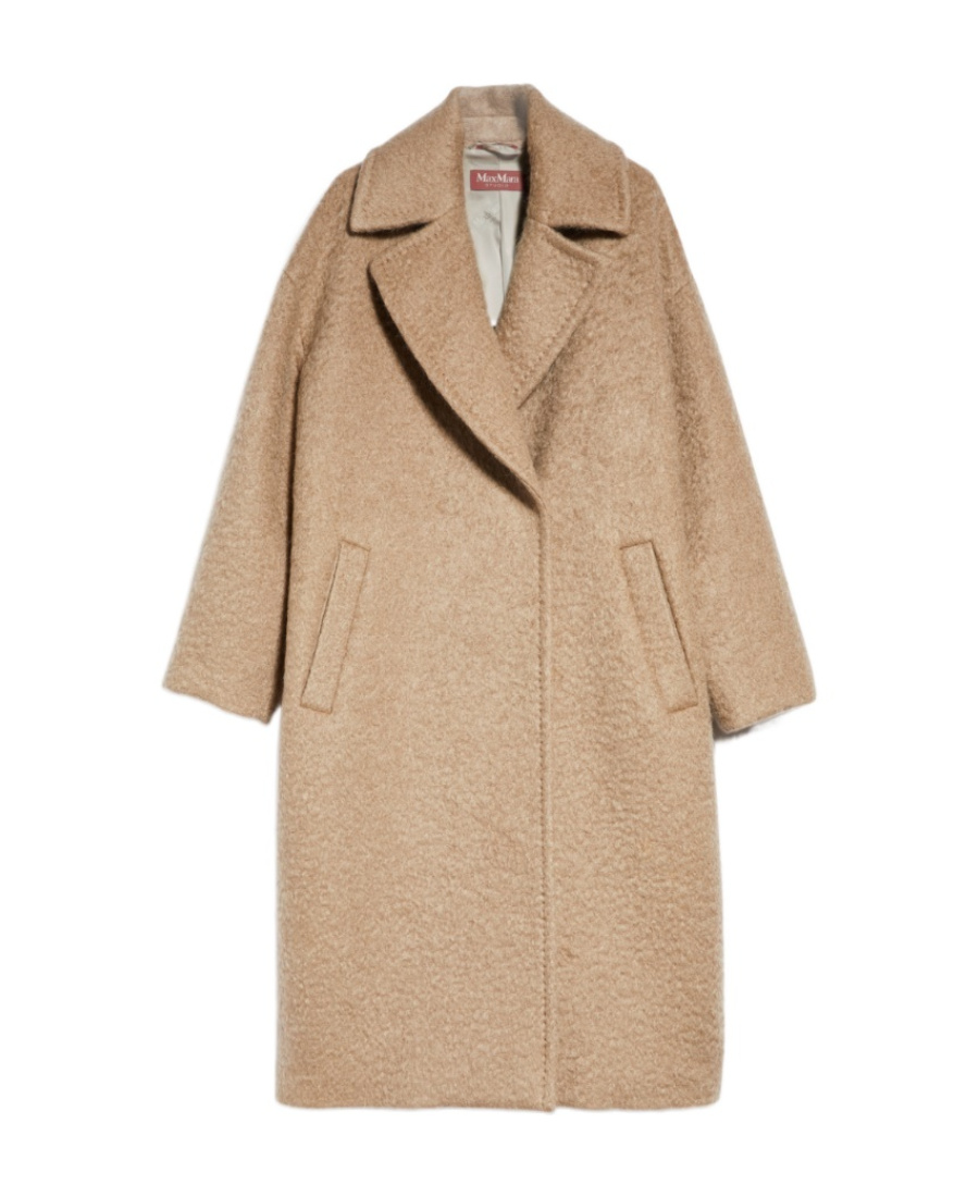 Max Mara First Shearing Wool Long Overcoat In Brown