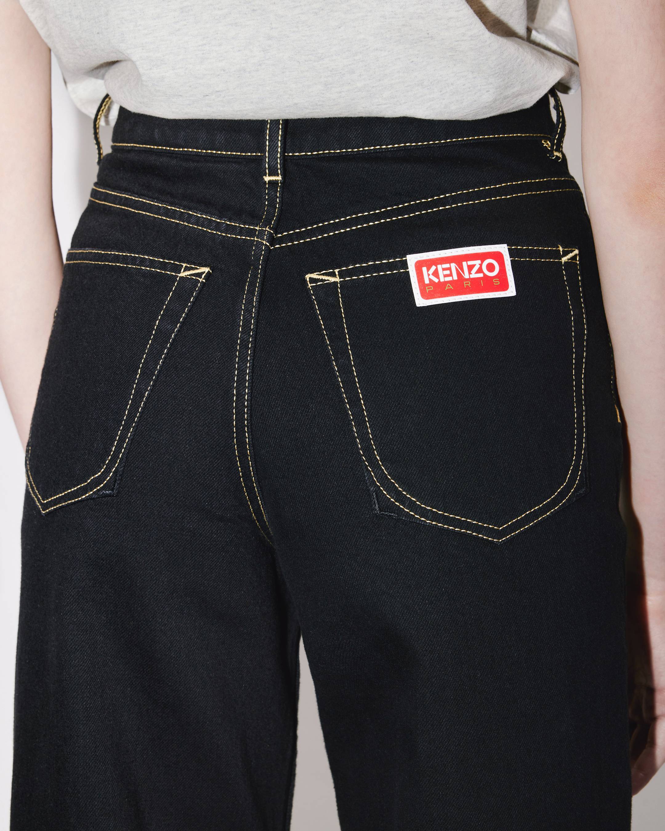 Kenzo Sumire High-rise Cropped Jeans In Black