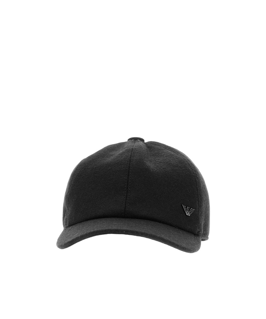Emporio Armani Clotch And Knit Baseball Cap In Black