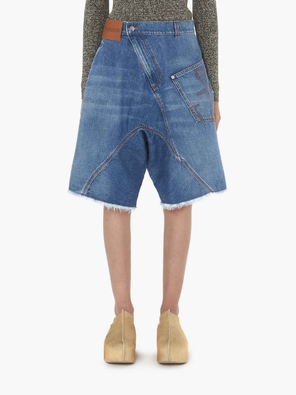 Jw Anderson Twisted Workwear Denim Shorts In Blue