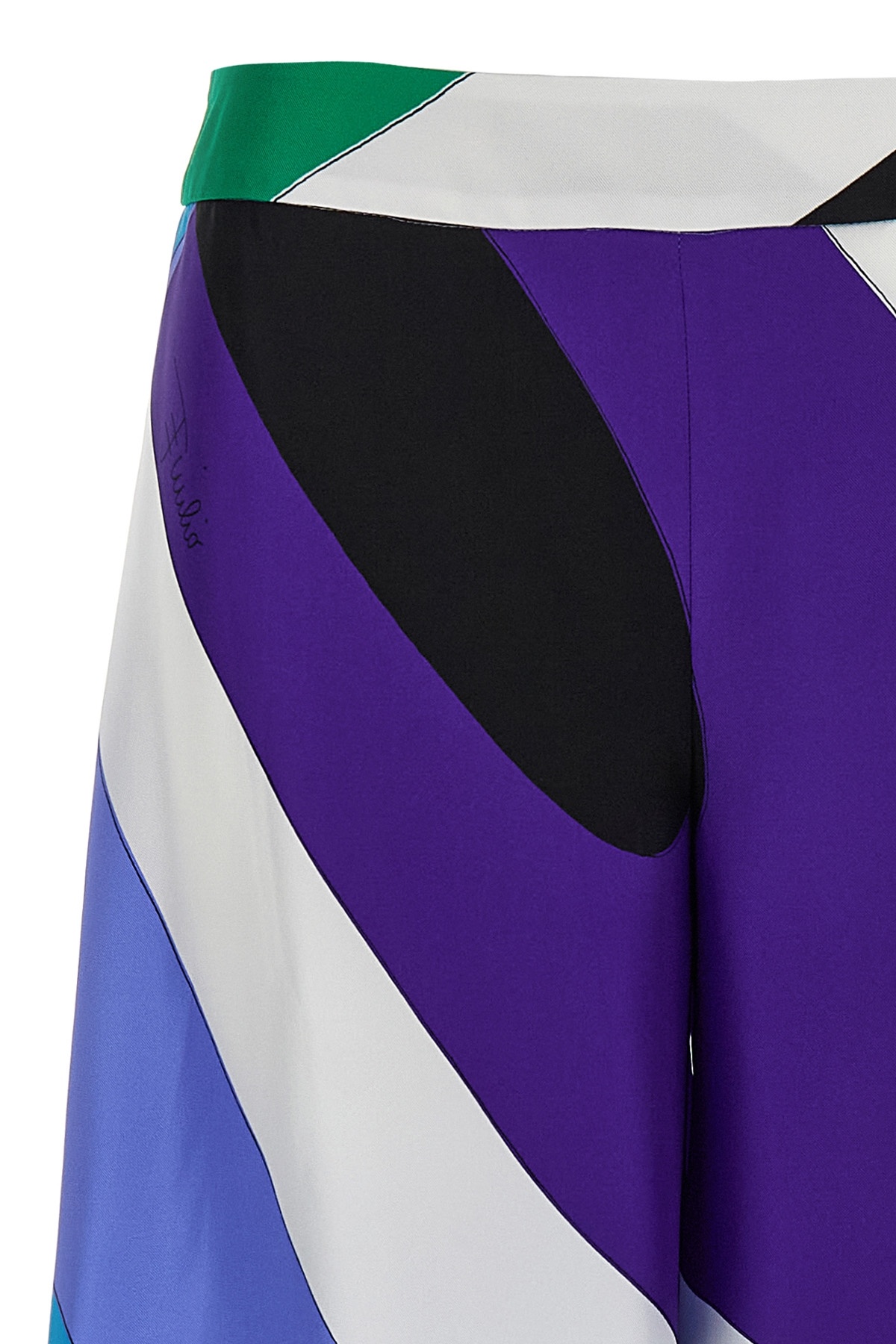 Pucci Iride Macro-print Silk Trousers In Verde Lilla In Multi