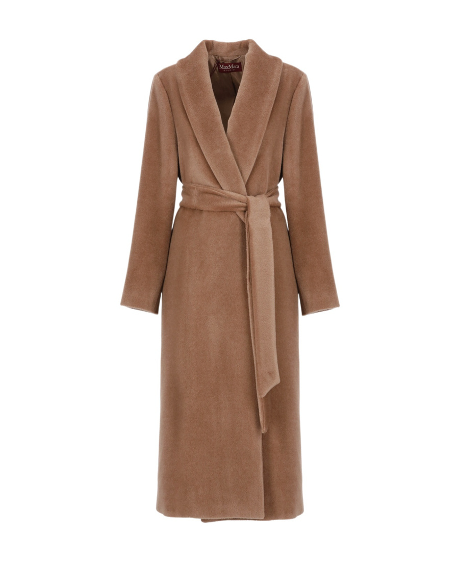 Max Mara Long-sleeved Lapel Coat In Brown