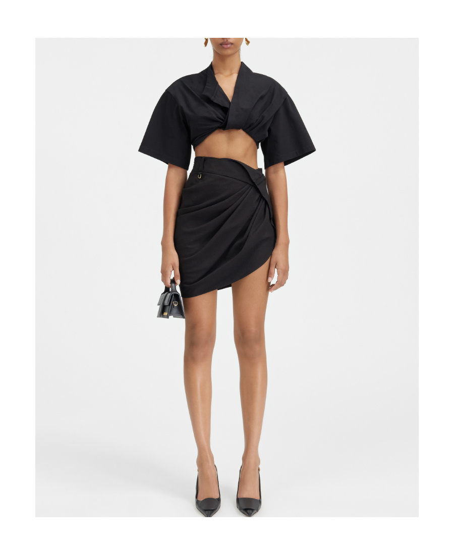 Jacquemus La Jupe Asymmetric Miniskirt In Black