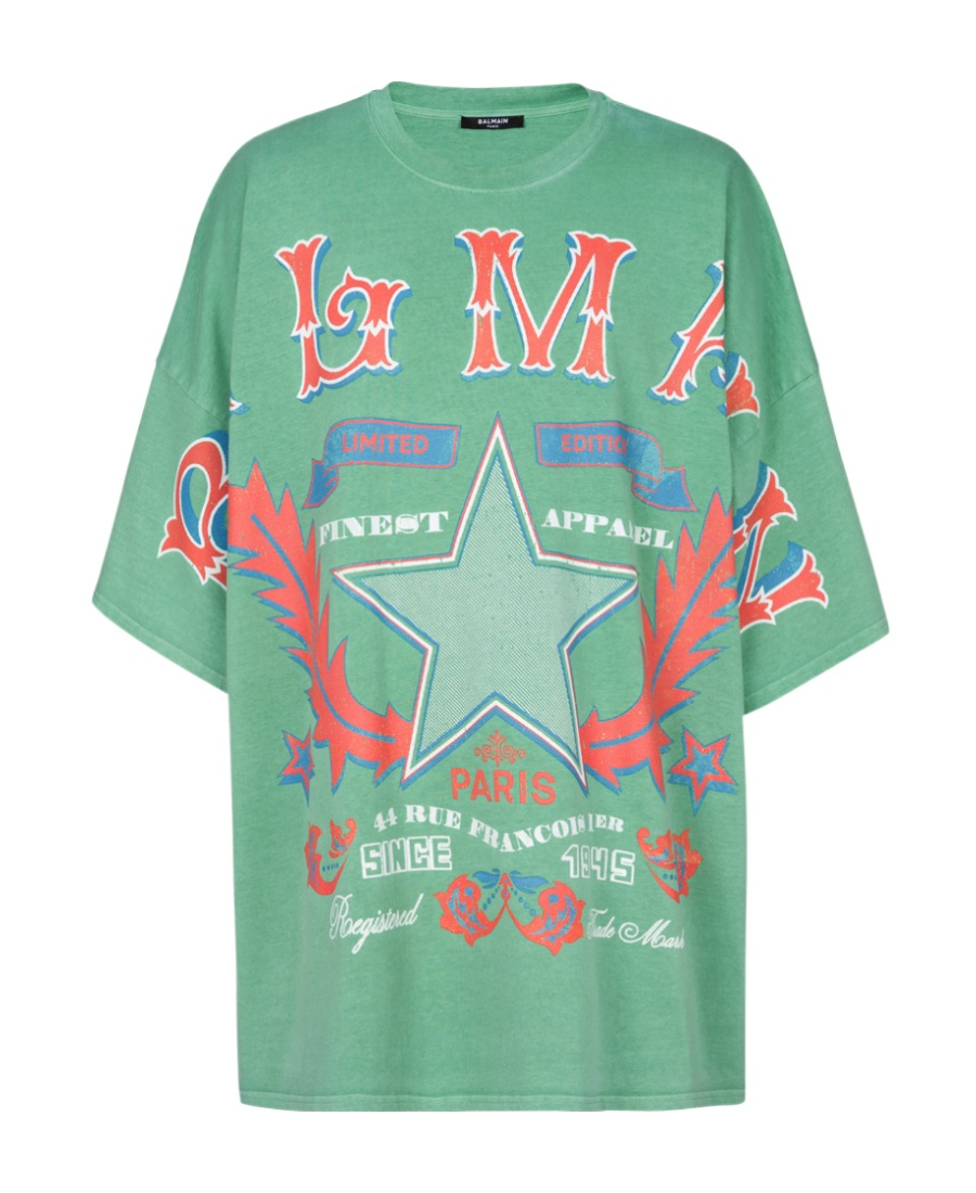 Shop Balmain Western T-shirt In Green