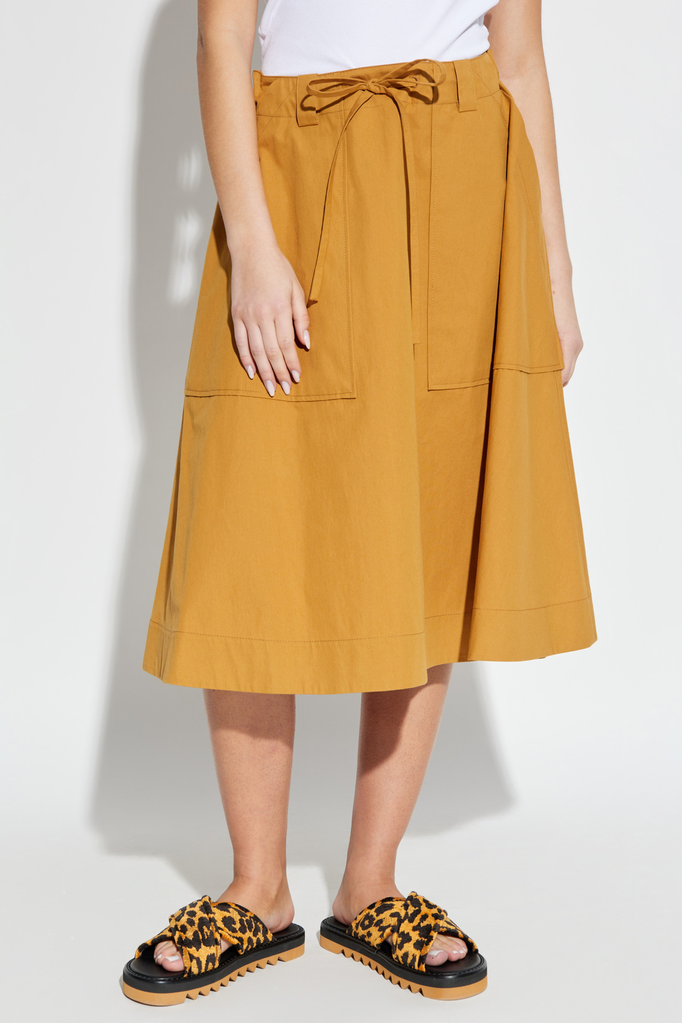 Moschino Drawstring Flared Skirt In Yellow