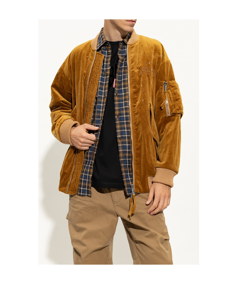Dsquared2 Logo-embroidered Bomber Jacket In Brown