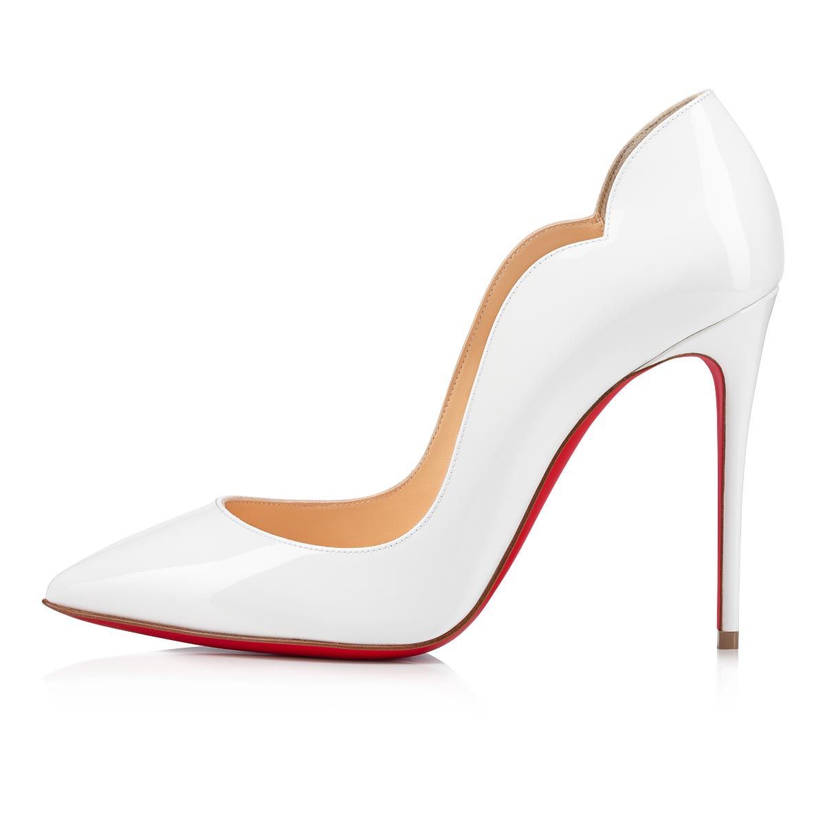 Christian Louboutin Hot Chick 100 Patent Red Sole High-heel Pumps In White