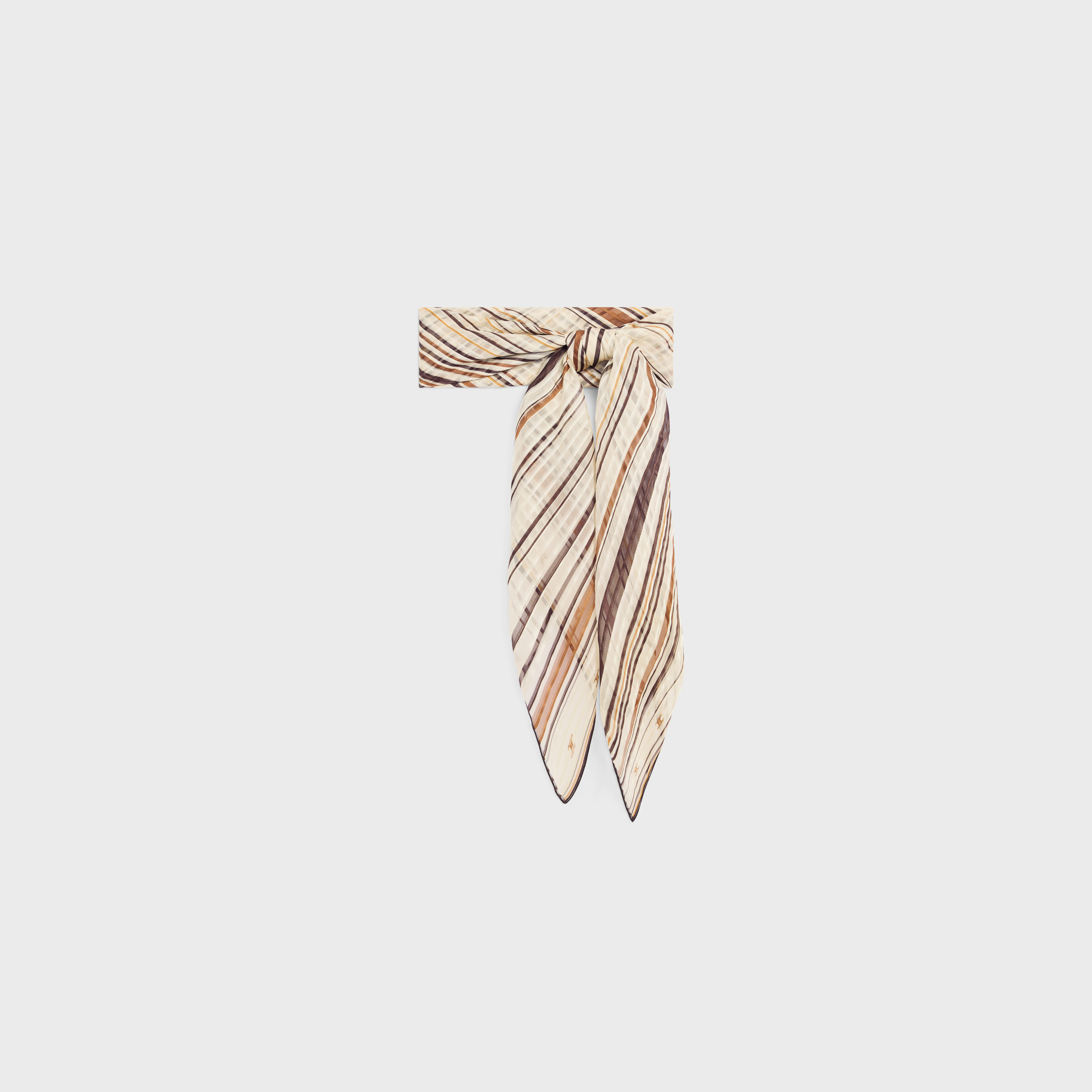 Celine Beijing Striped Mulberry Silk Square Towel In Nude