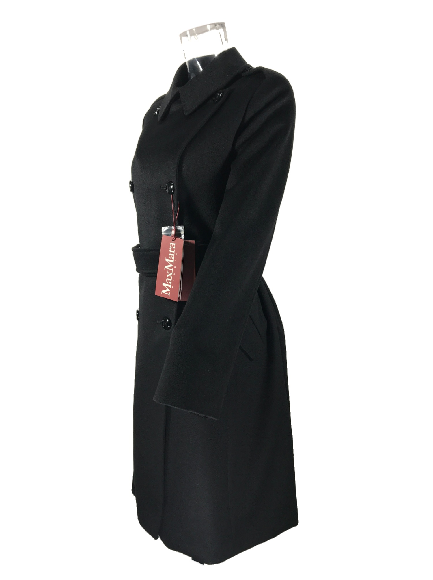 Max Mara Double-breasted Lapel Coat In Black