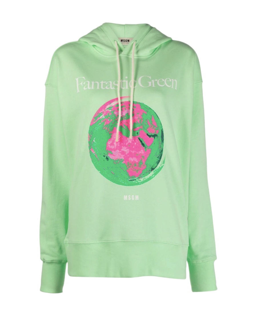 Msgm Graphic-print Organic Cotton Hoodie
