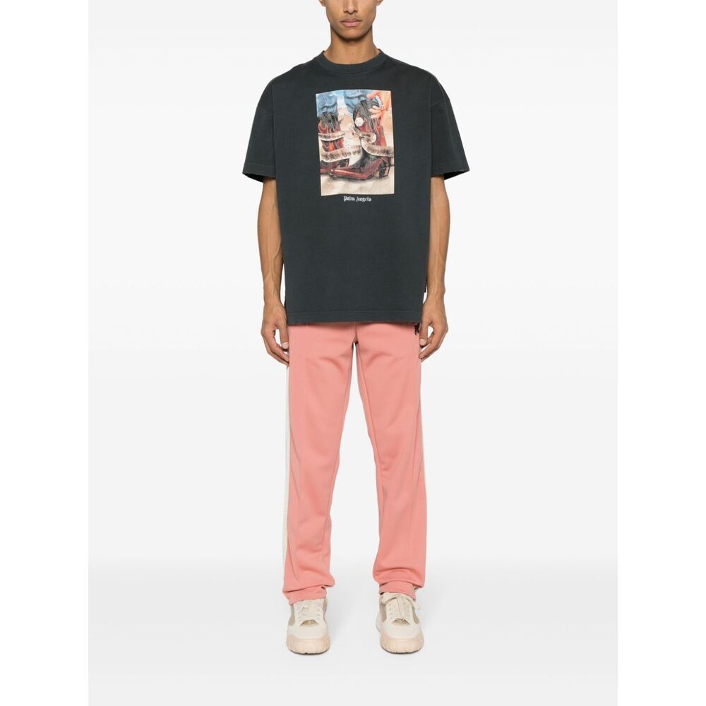 Palm Angels Graphic Printed Crewneck T-shirt In Green