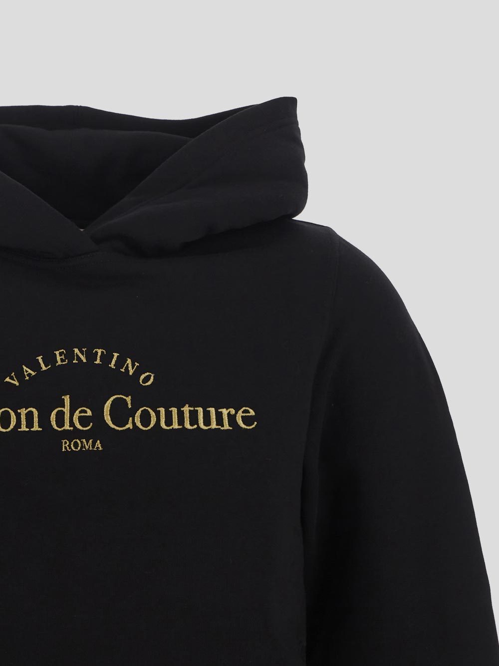 Valentino Embroidered-logo Cropped Hoodie In Black