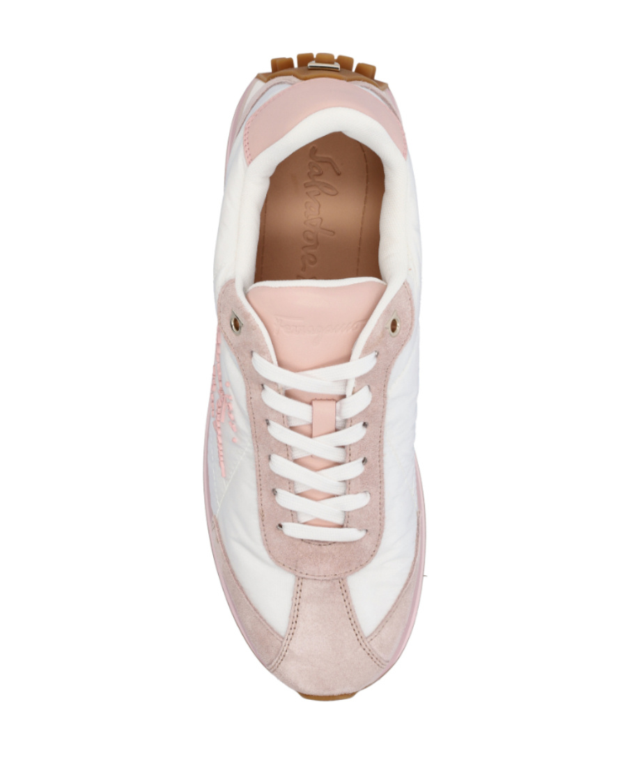 Ferragamo Iggy Colorblock-heel Retro Sneakers In White