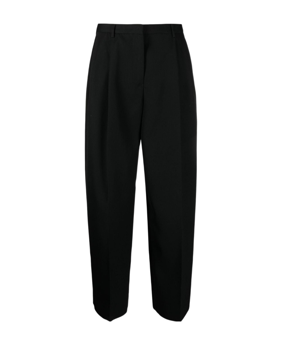 Jil Sander Pleated Cotton-wool Tailored Trousers In Black