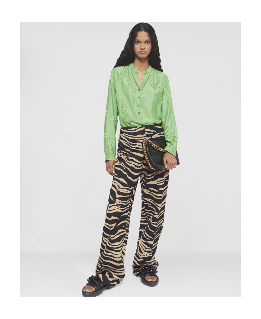 Stella Mccartney Logo Long-sleeved Blouse In Green