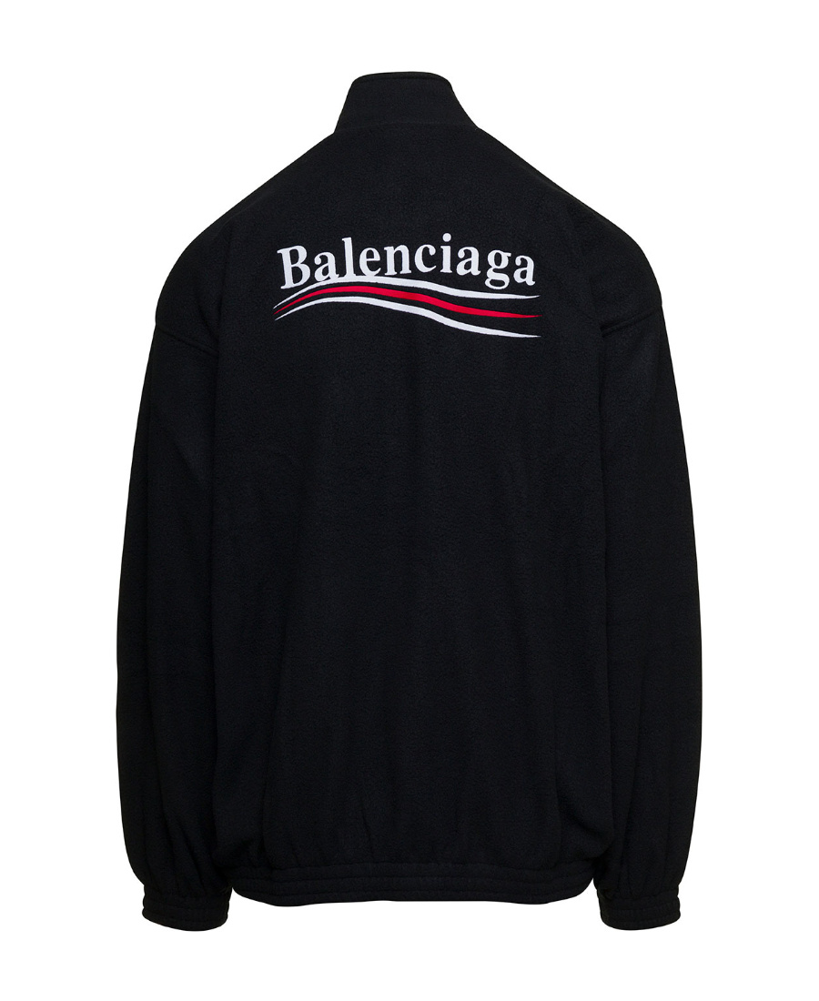 Balenciaga Black Sweatshirt With High Neck And Front And Rear Logo Print In Cotton Blend Man In Black