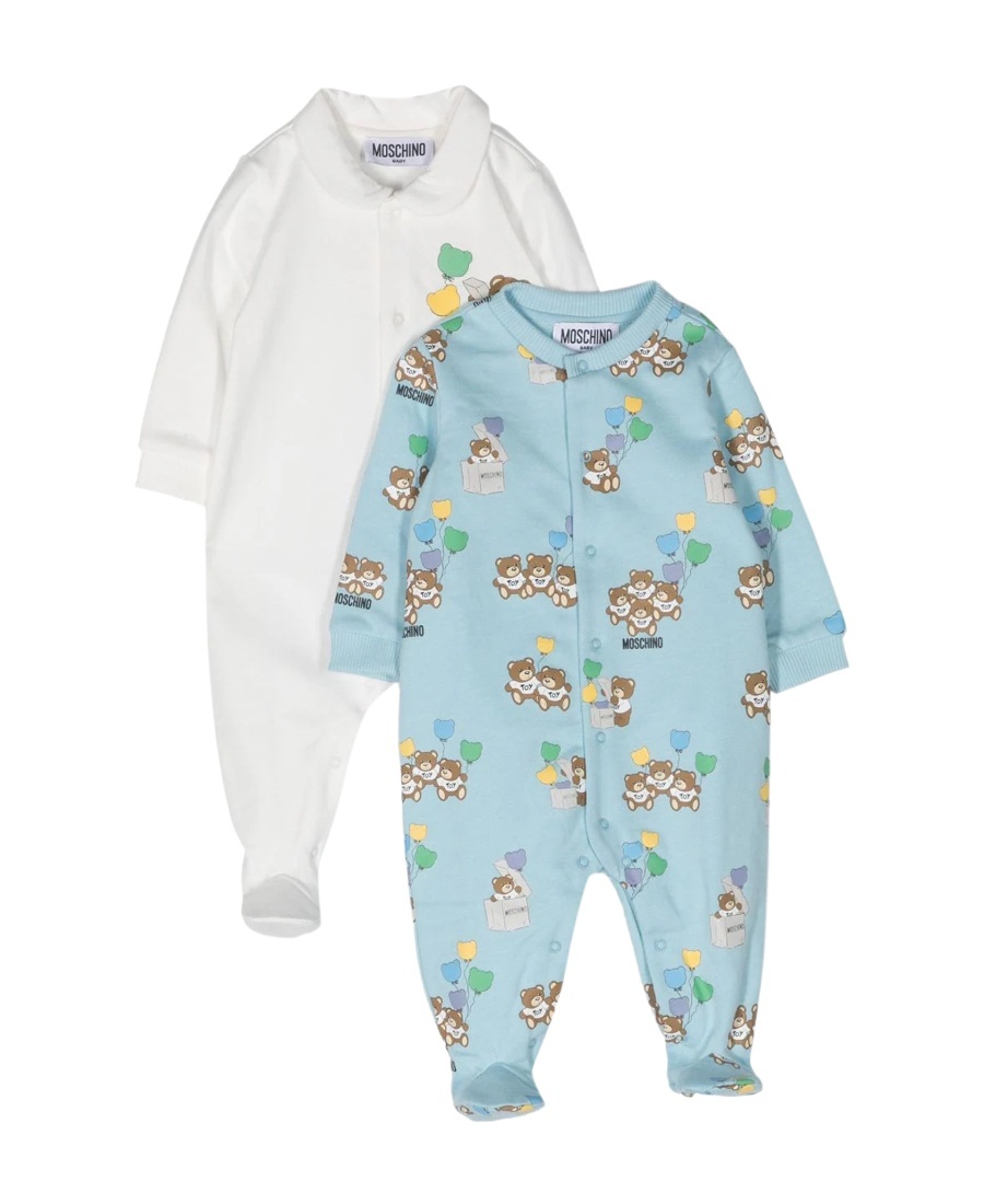 Moschino Two Pieces Of Teddy Bear Printed Jumpsuit In Blue