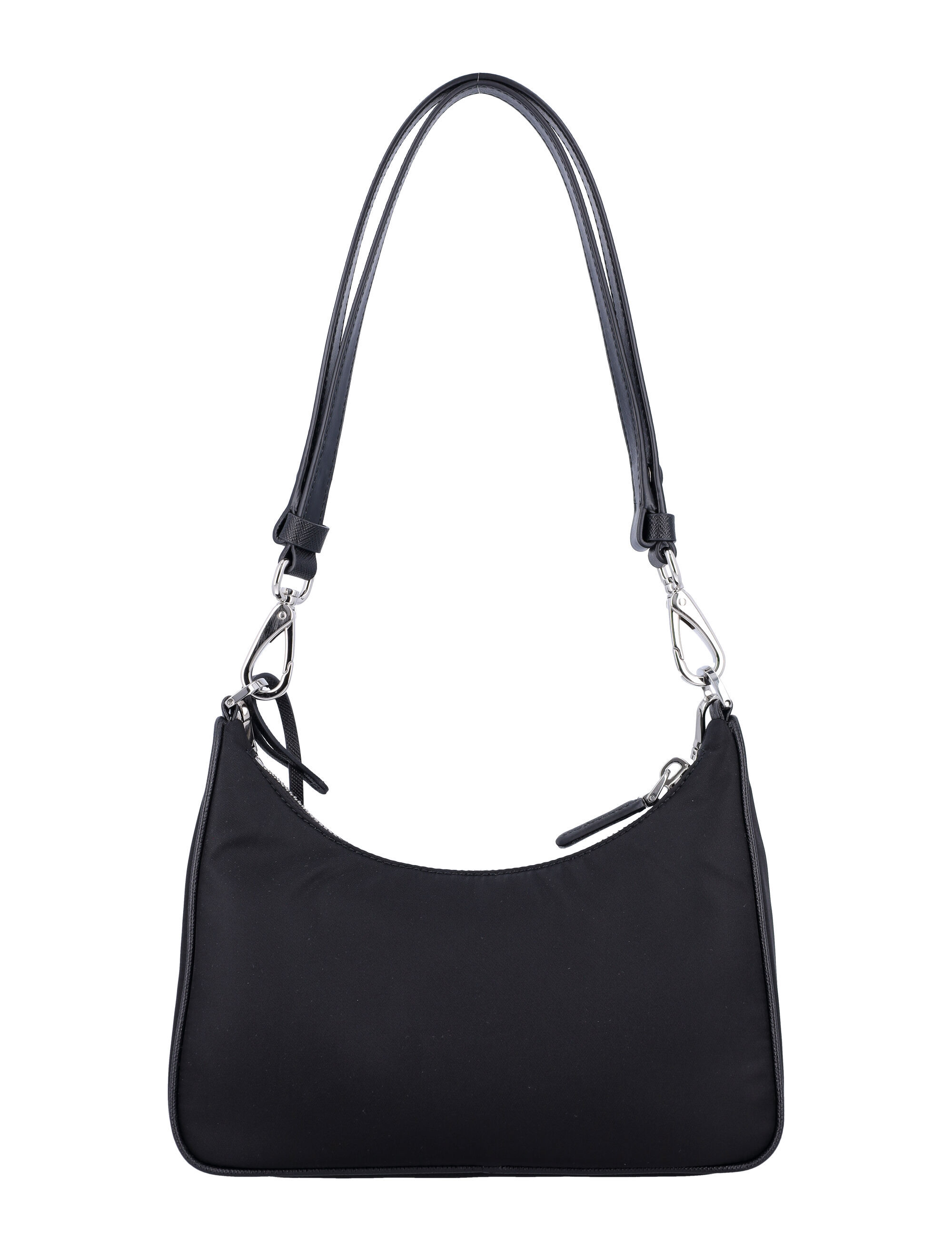 Prada Embellished Zipped Shoulder Bag In Black