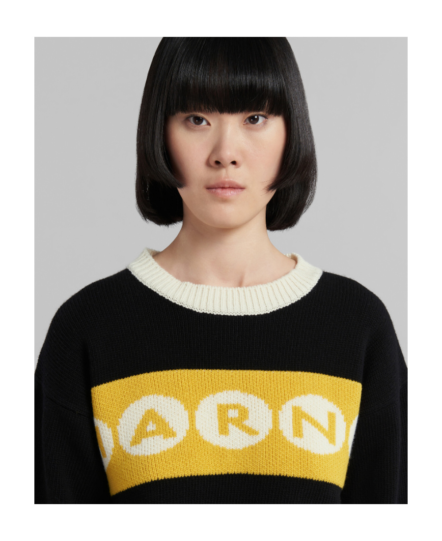 Marni Cropped Jersey With Bold Logo In Multi