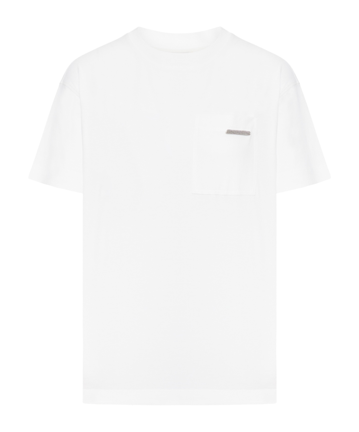 Brunello Cucinelli Cotton T-shirt With Pocket And Jewelry Application