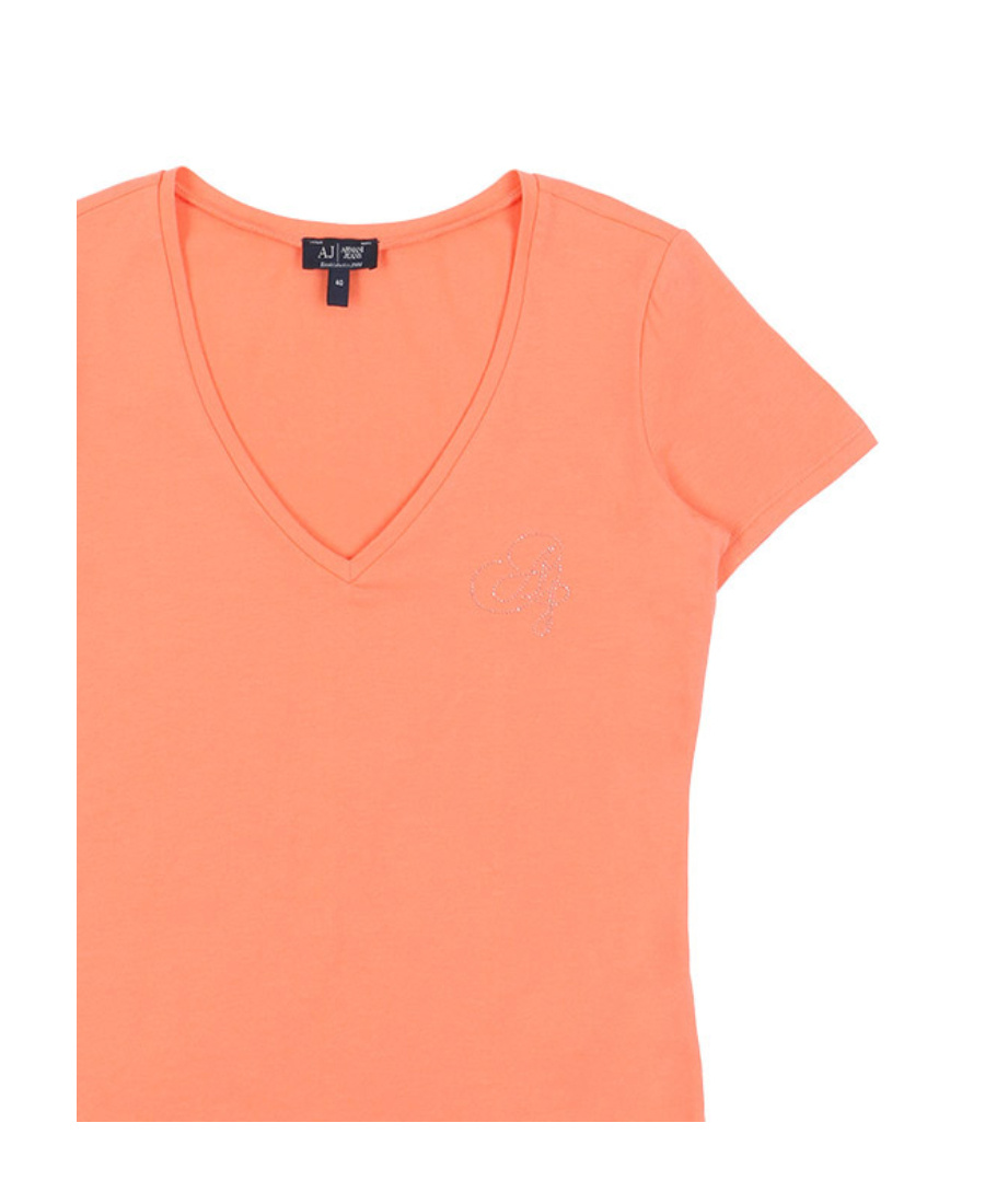 Armani Jeans V-collar Short-sleeved T-shirt In Pink