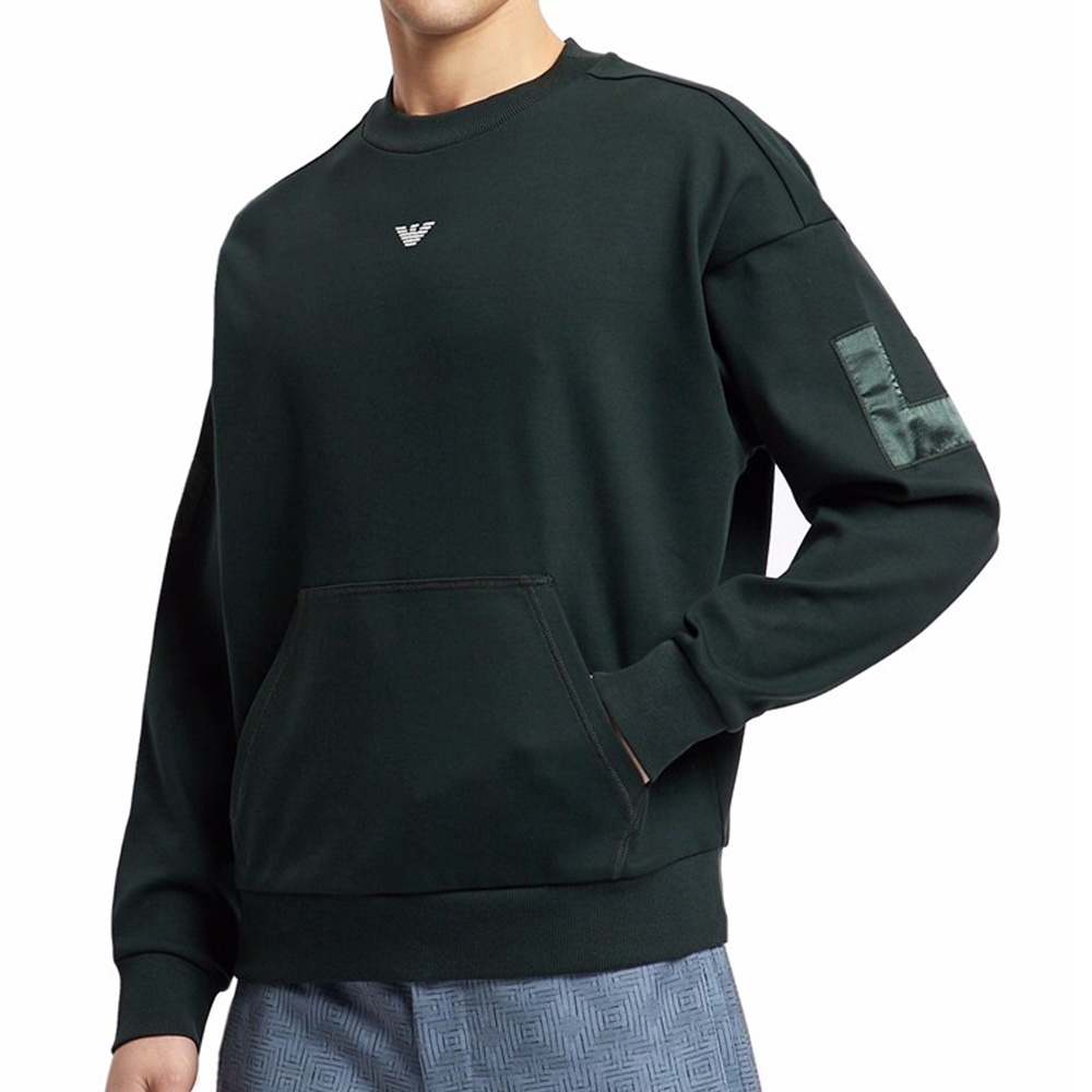 Emporio Armani Round Collar Long Sleeve Sweater In Black