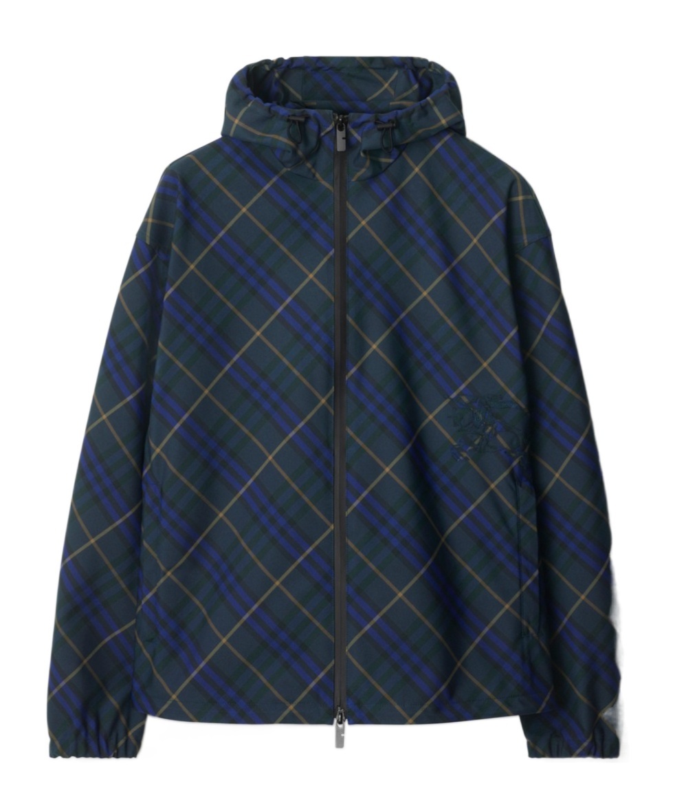 Burberry Bias Check Nylon Windbreaker In Navy