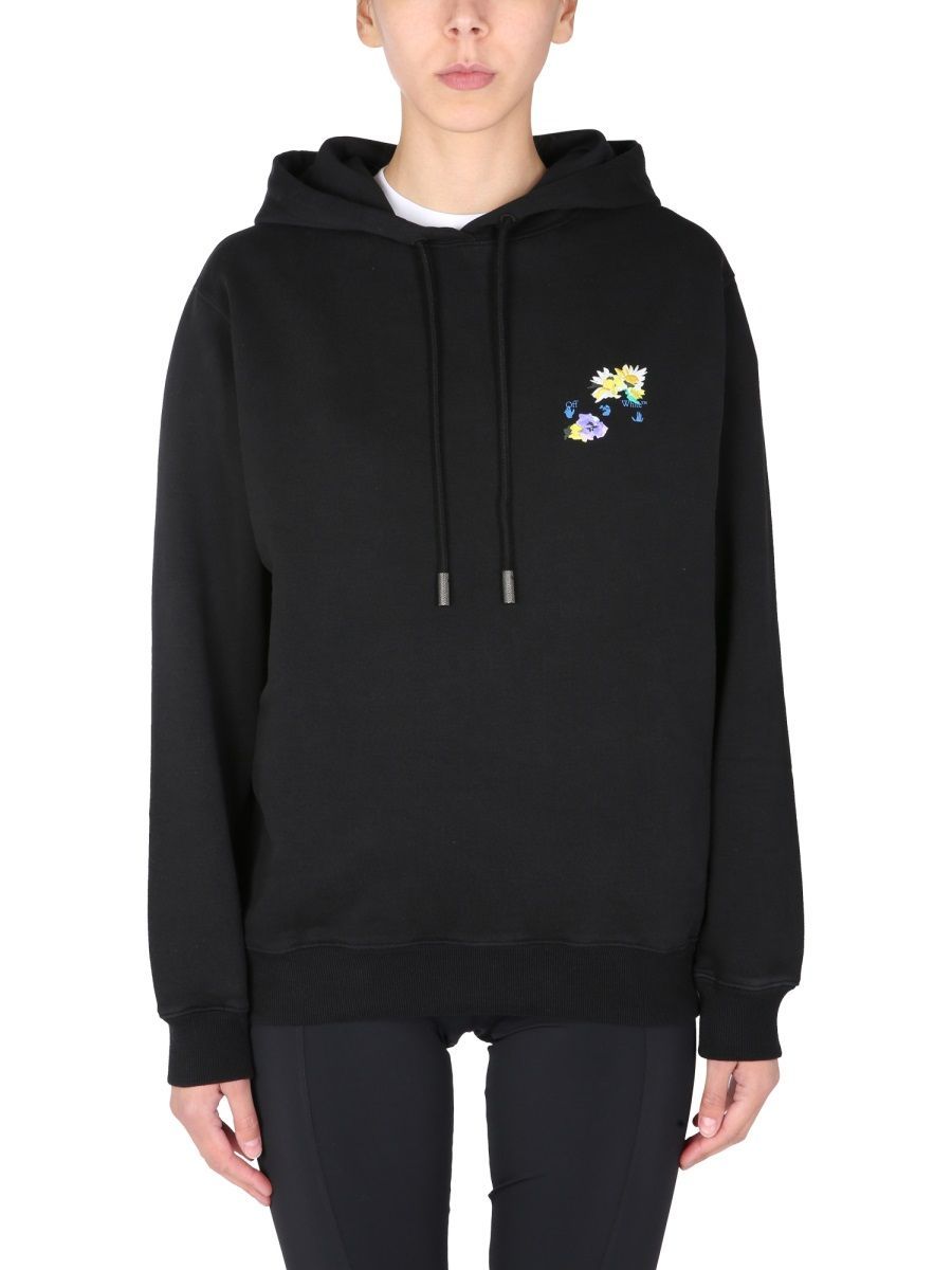 Off-white Check Arrows Hooded Sweatshirt In Black