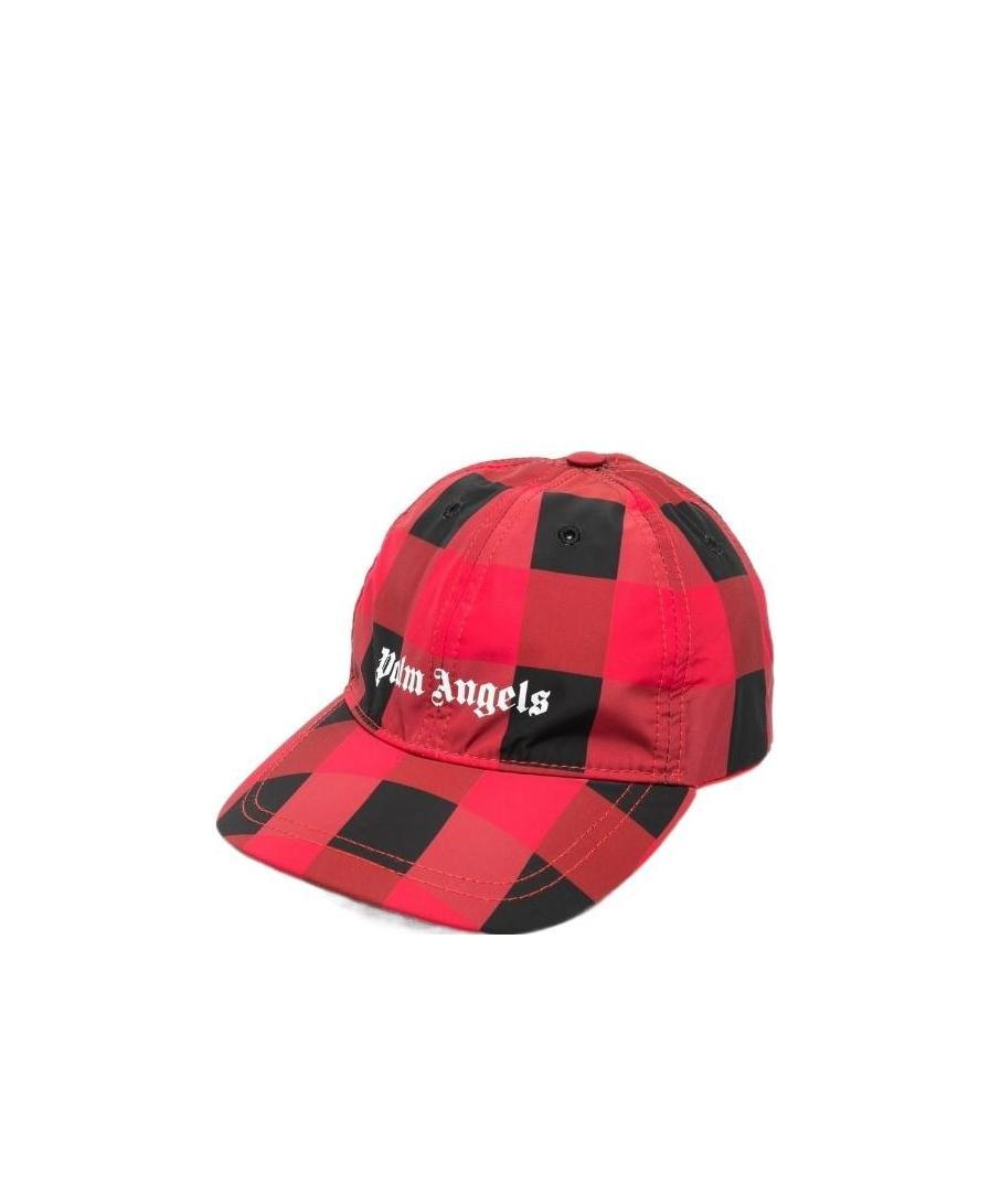 Palm Angels Logo-print Plaid Cap In Red