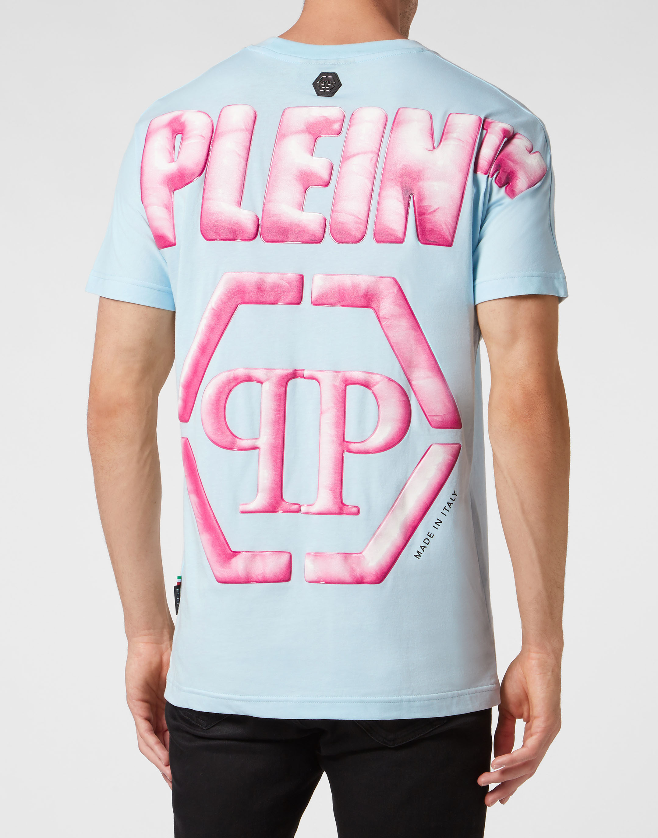 Philipp Plein T-shirt With Round Neck And Short Sleeves In Blue
