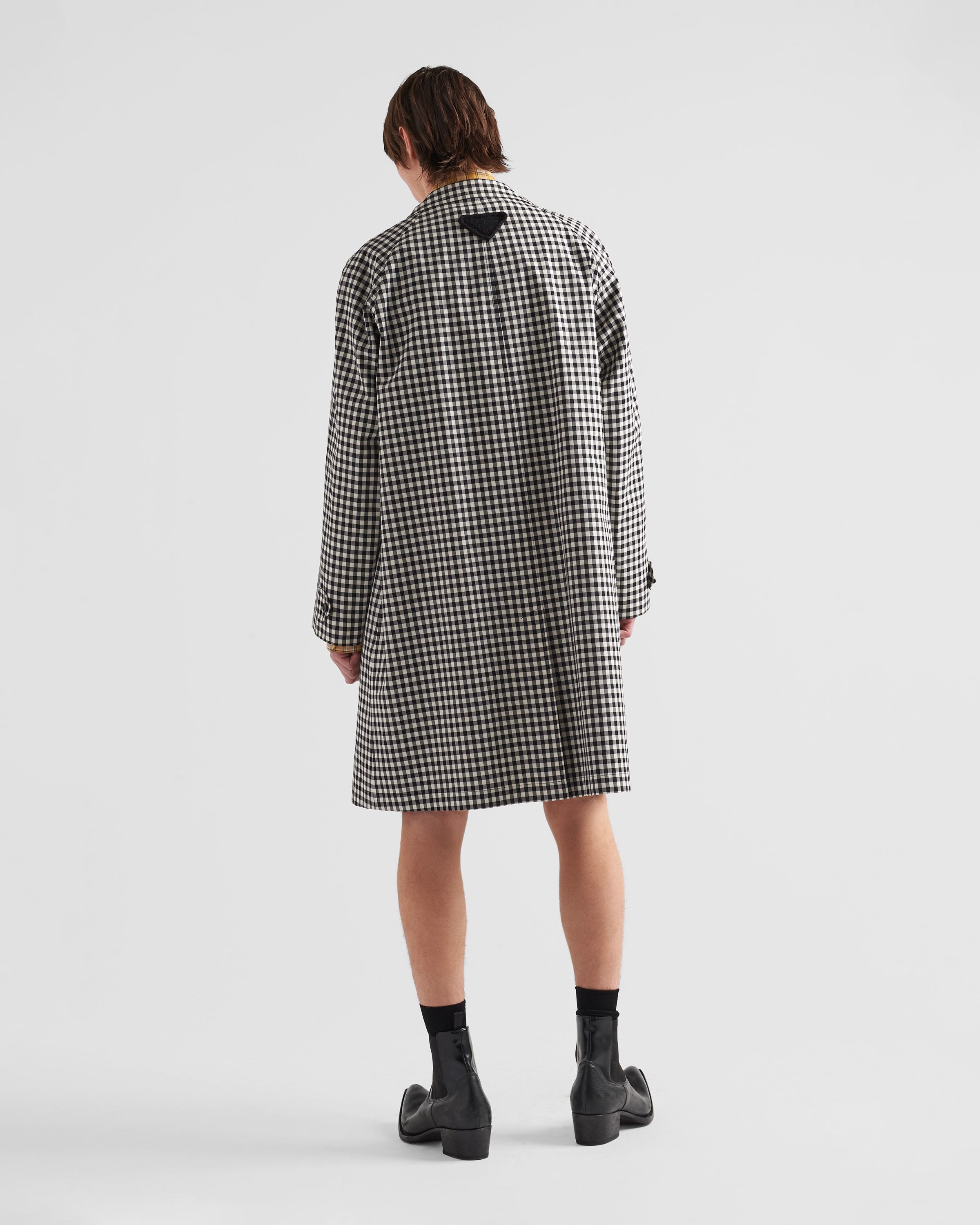 PRADA PRADA CHECK PATTERN BELTED COAT