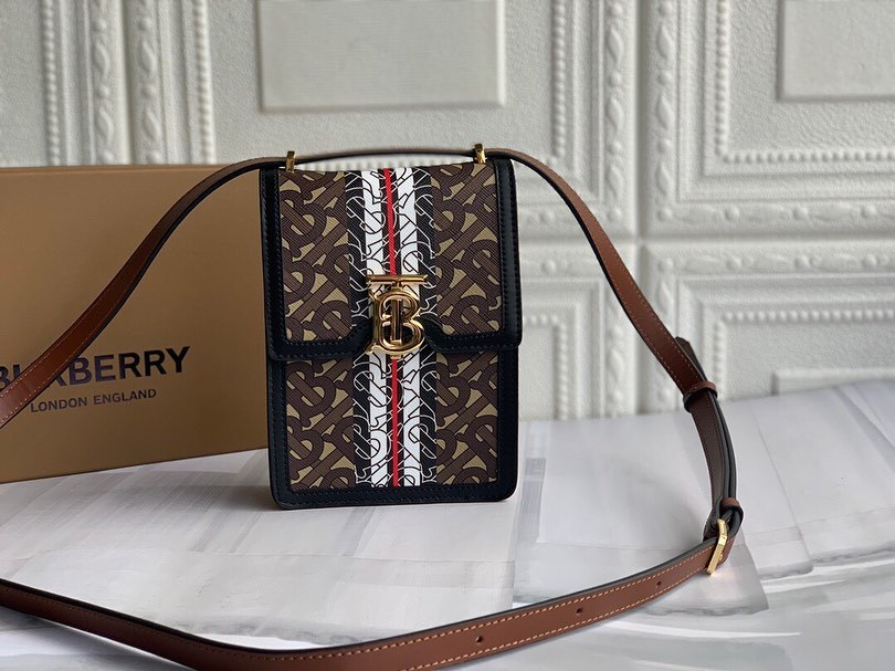Burberry Robin Monogram Stripe Crossbody Bag In Black