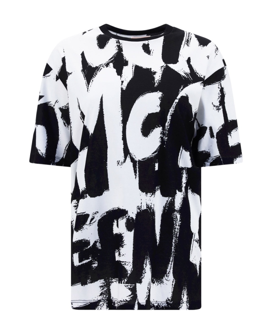 Alexander Mcqueen Graffiti Printed Cotton-jersey T-shirt In Black