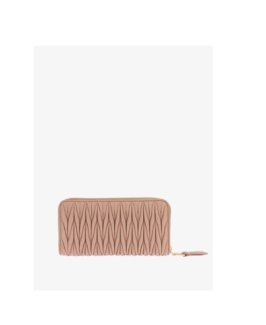 Miu Miu Logo-plaque Wallet In Nude