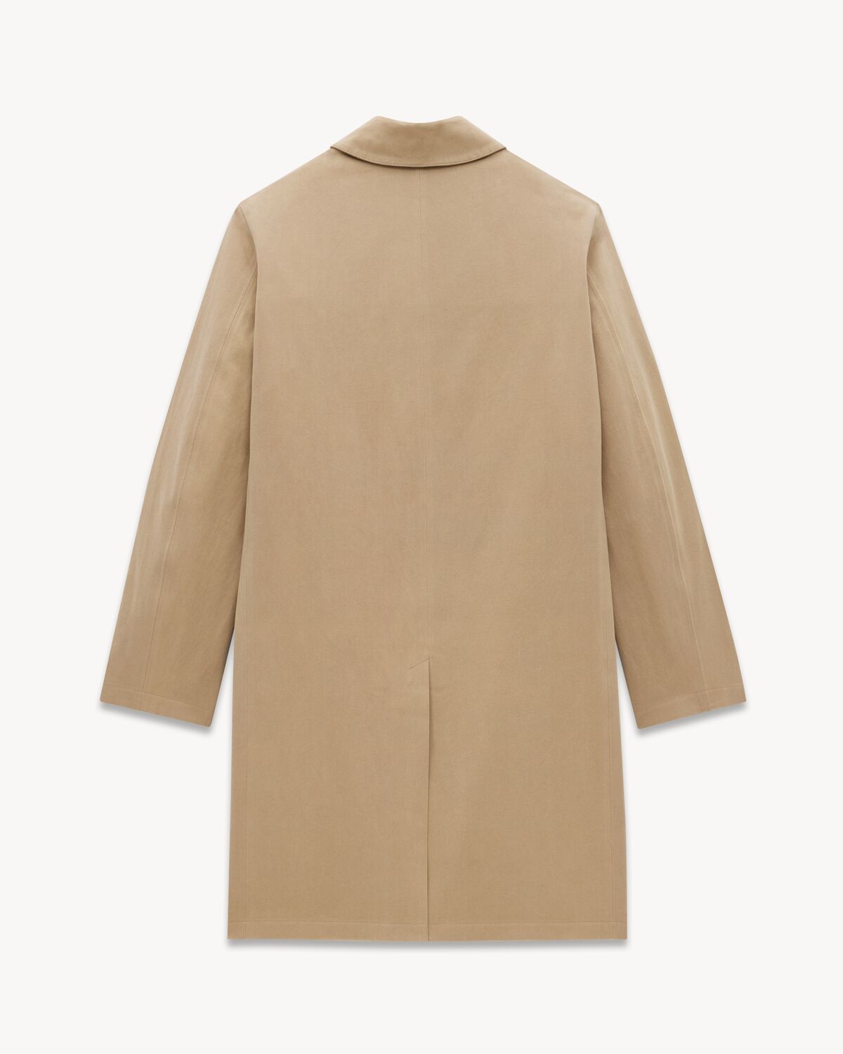 Saint Laurent Knee-length Long-sleeved Mackintosh Coat In Nude