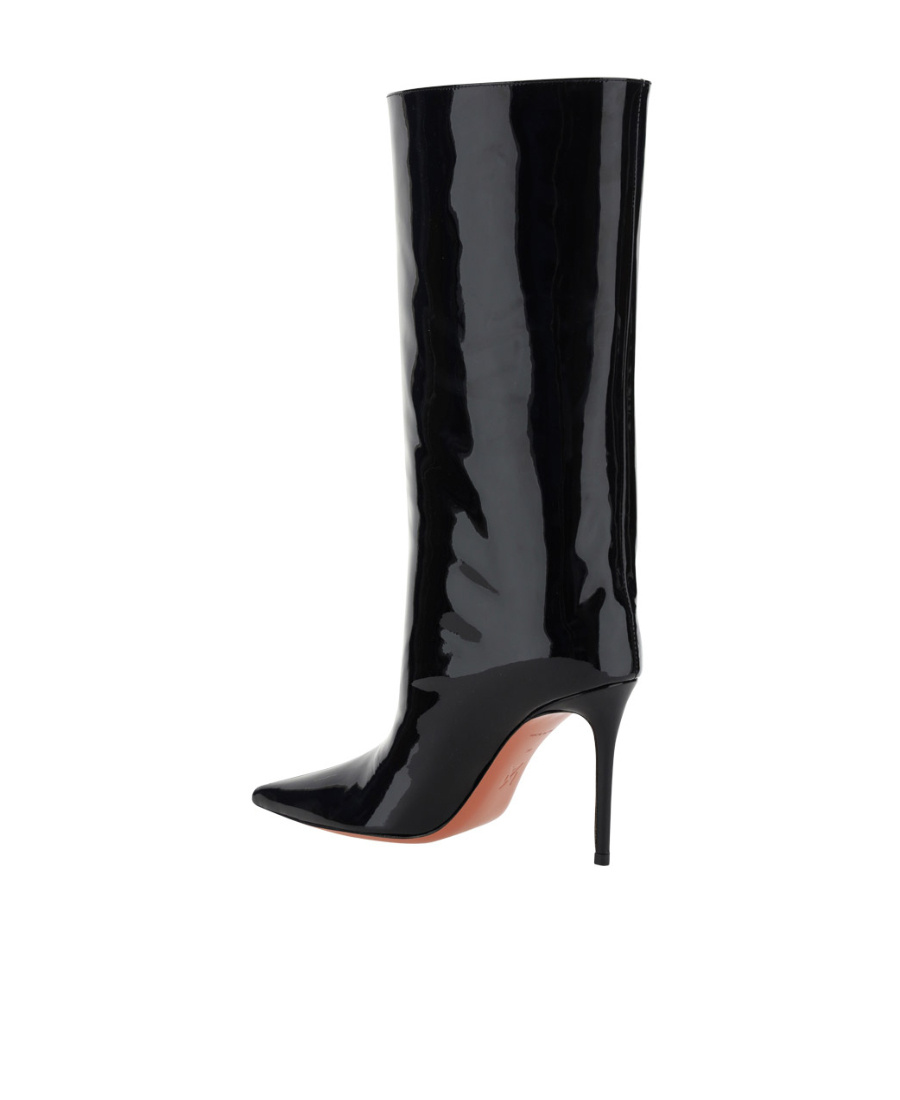 Amina Muaddi Fiona 100mm Patent Leather Boots In Black