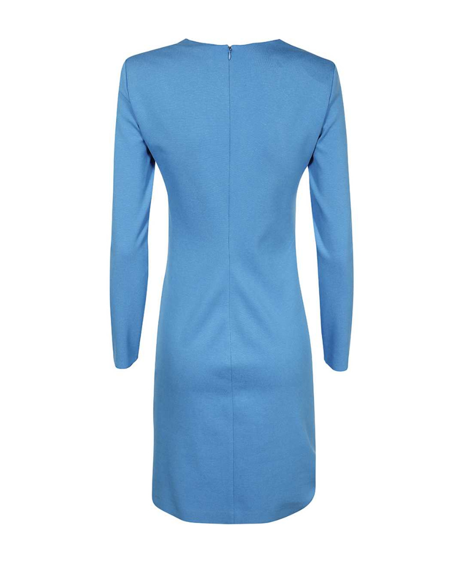 Shop Emporio Armani Long Sleeved Dress In Blue