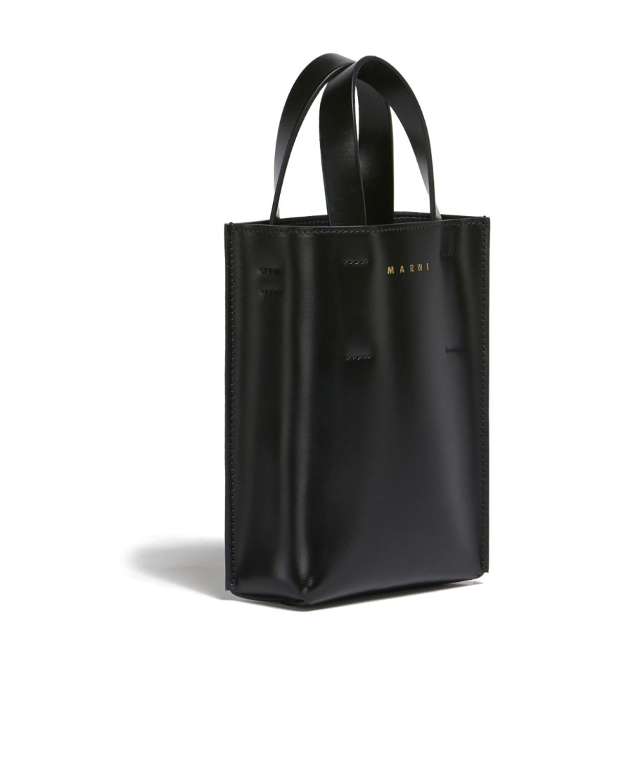 Marni Logo Printed Top Handle Bag In Black
