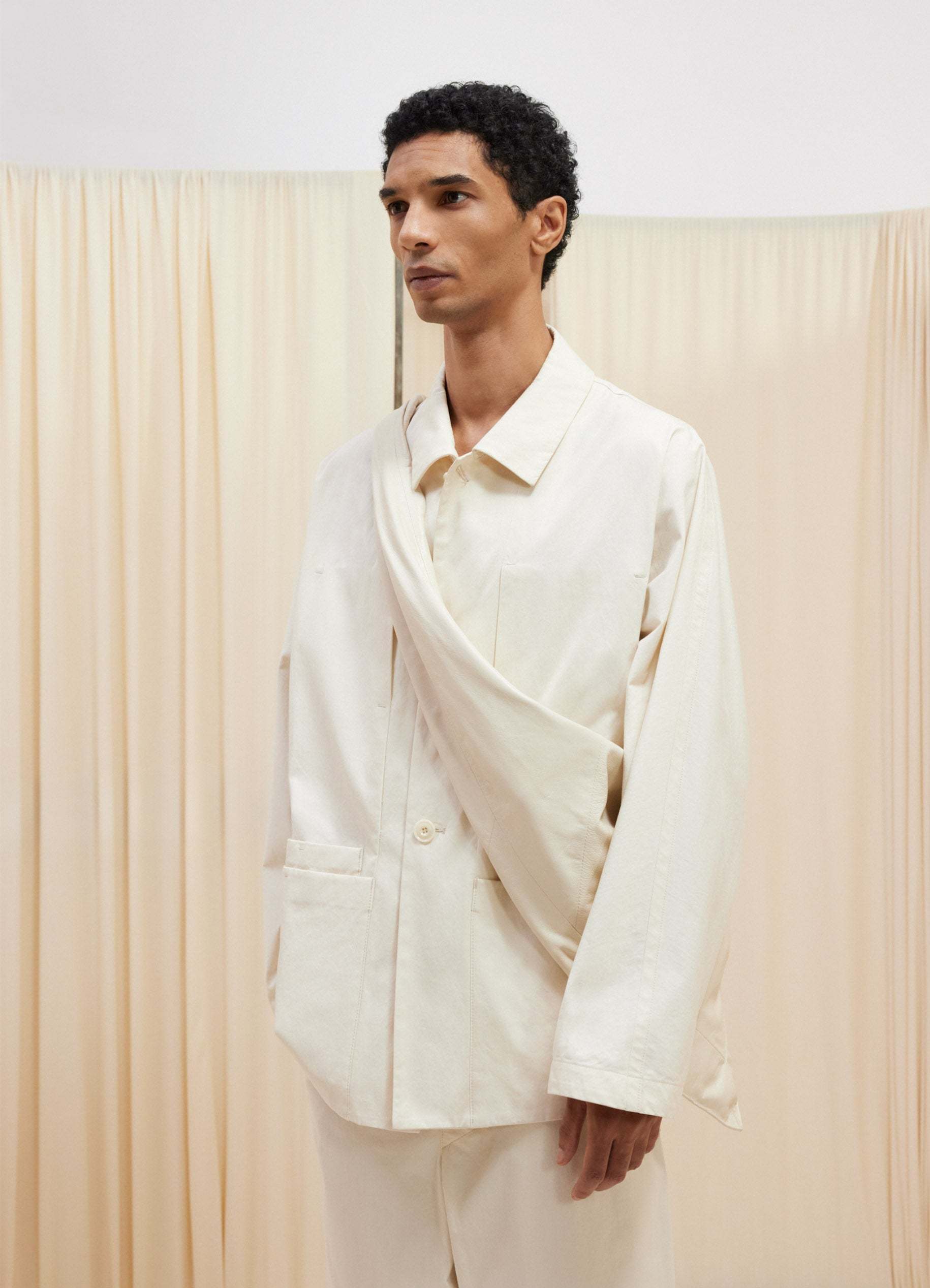 Lemaire Single-breasted Work Jacket In Nude