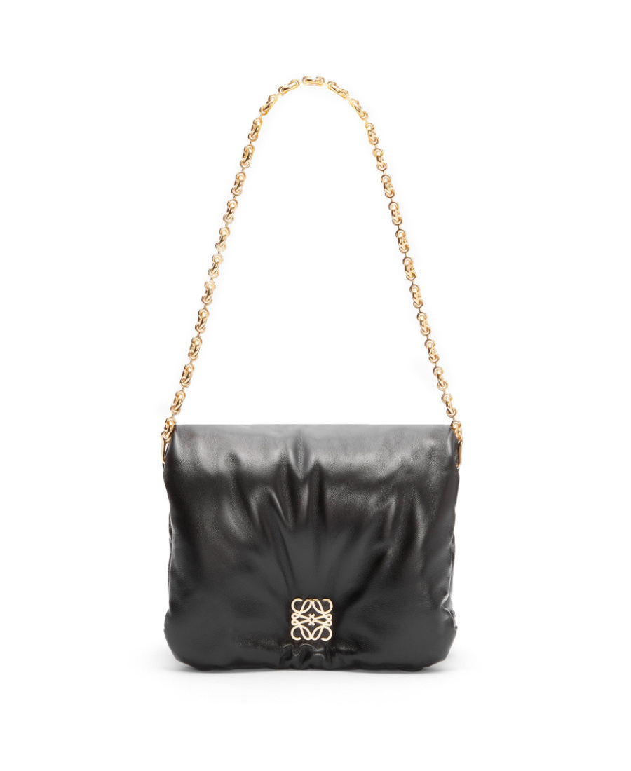 Loewe Puffer Goya Bag In Shiny Nappa Lambskin In Black