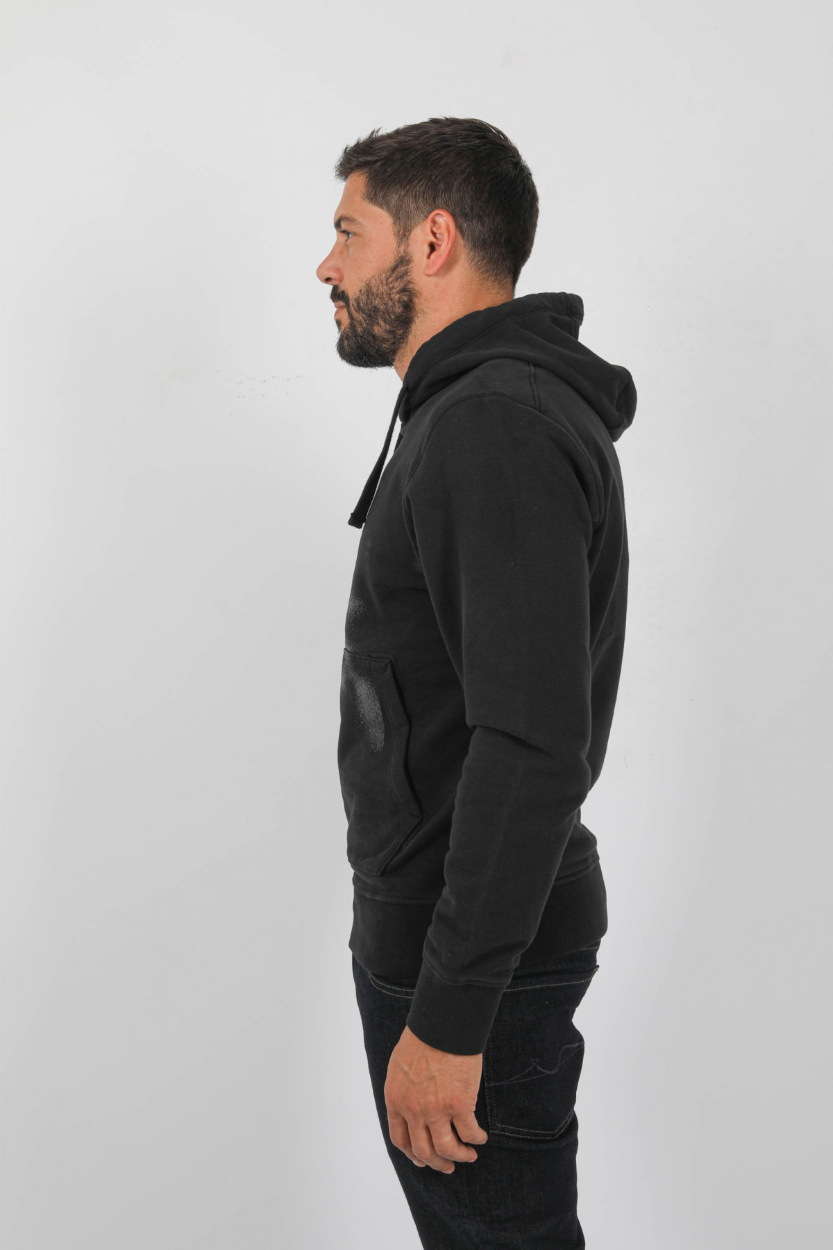 Stone Island Abstract-print Cotton Hoodie In Black