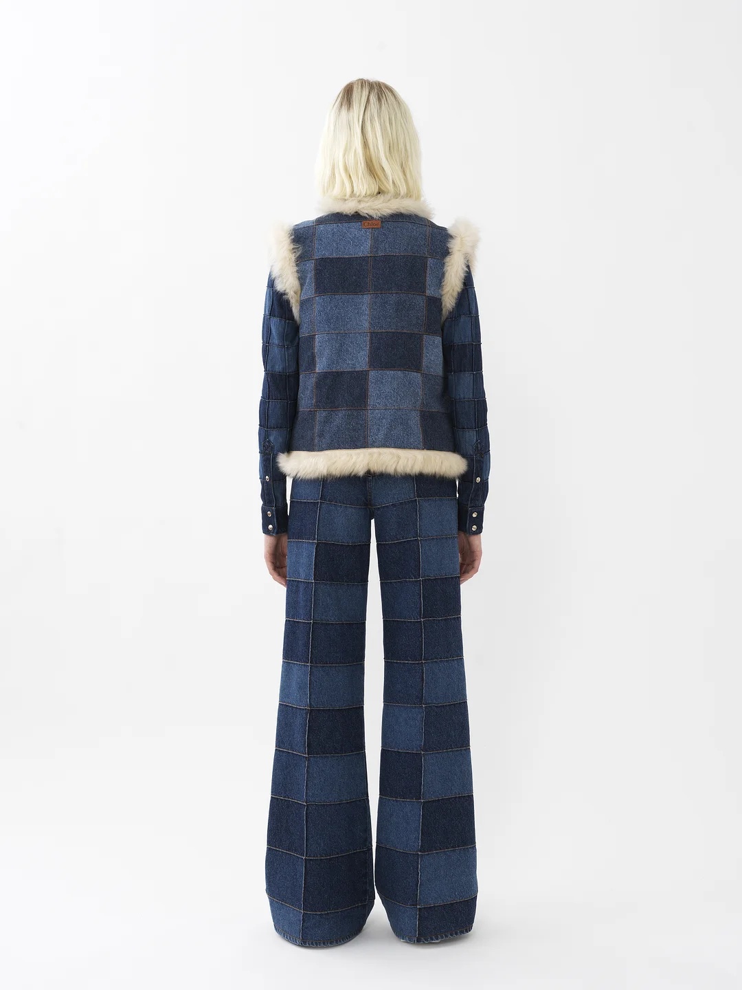 Chloé Patchwork-denim Reversible Gilet In Blue