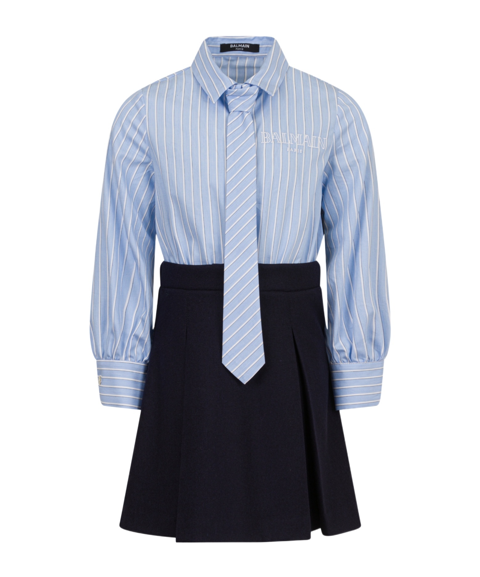 Balmain Long Sleeve Dress In Blue