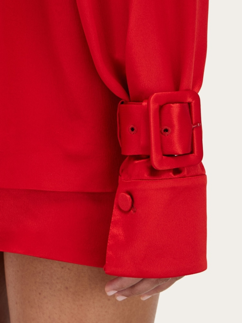 Ferragamo Long-sleeved Short Windbreaker In Red